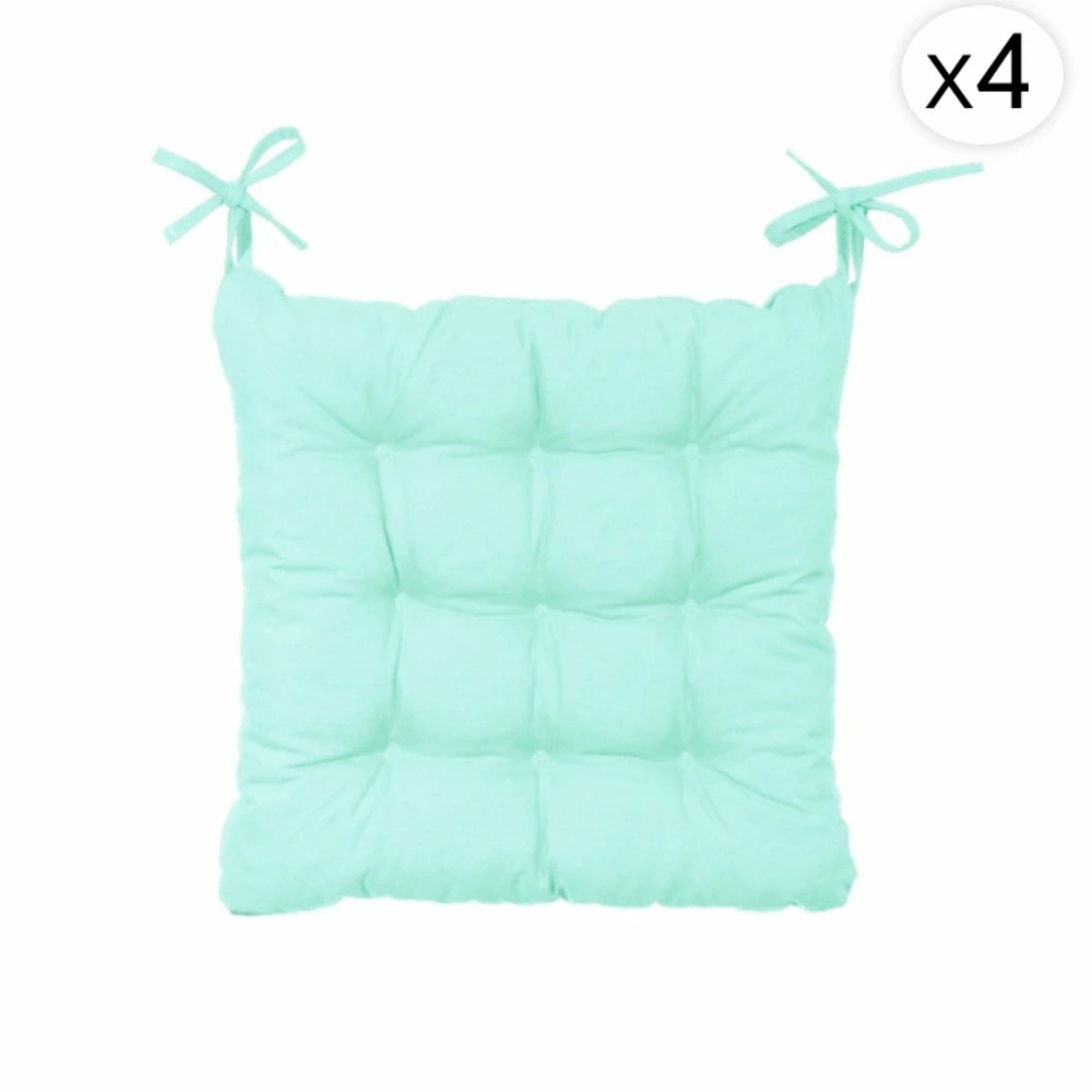 Lot De 4 Galettes De Chaise 40 X 40 Cm - Vert Mint 5 Lot De 4 Galettes De Chaise 40 X 40 Cm - Vert Mint – Image 5