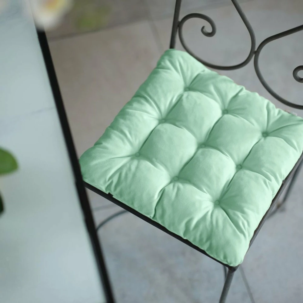 Lot De 4 Galettes De Chaise 40 X 40 Cm - Vert Mint 2 Lot De 4 Galettes De Chaise 40 X 40 Cm - Vert Mint – Image 2