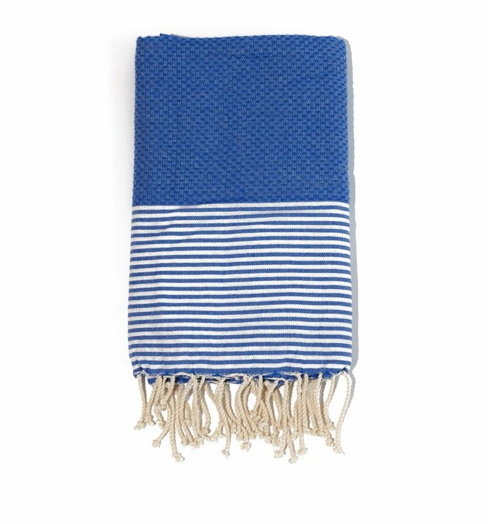 Fouta En Coton Tissage Nid D'abeille Ziwane 100x200cm Bleu Royal 1 Fouta En Coton Tissage Nid D'abeille Ziwane 100x200cm Bleu Royal