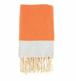Fouta En Coton Petit Losange 100x200cm Orange