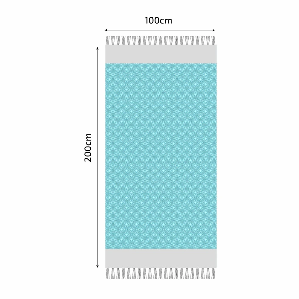 Fouta En Coton Petit Losange 100x200cm Turquoise 4 Fouta En Coton Petit Losange 100x200cm Turquoise – Image 4