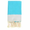 Fouta En Coton Petit Losange 100x200cm Turquoise