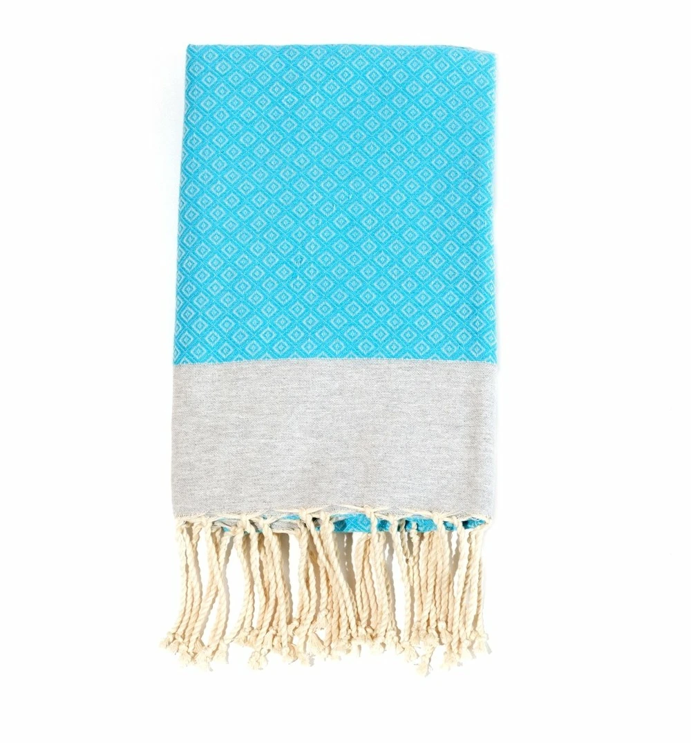 Fouta En Coton Petit Losange 100x200cm Turquoise 1 Fouta En Coton Petit Losange 100x200cm Turquoise