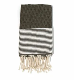 Fouta En Coton Tissage Nid D'abeille Ziwane 100x200cm Gris Foncé