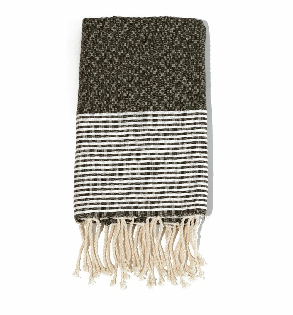 Fouta En Coton Tissage Nid D'abeille Ziwane 100x200cm Gris Foncé 1 Fouta En Coton Tissage Nid D'abeille Ziwane 100x200cm Gris Foncé