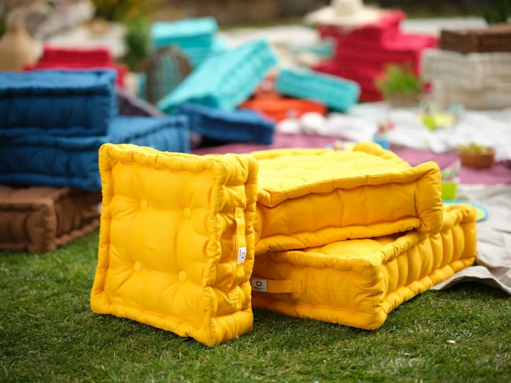 Coussin De Sol Lot De 2 - 40 X 40 Cm Jaune Miel 2 Coussin De Sol Lot De 2 - 40 X 40 Cm Jaune Miel – Image 2