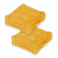 Coussin De Sol Lot De 2 - 40 X 40 Cm Jaune Miel