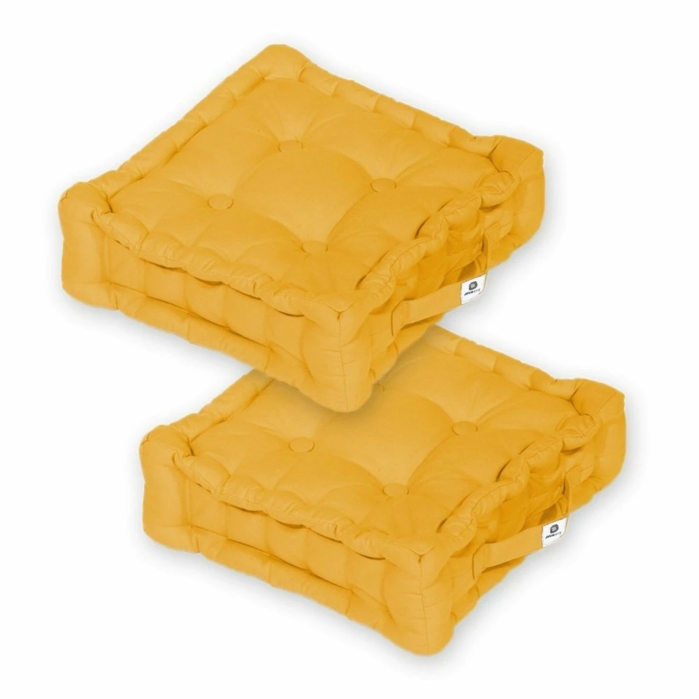 Coussin De Sol Lot De 2 - 40 X 40 Cm Jaune Miel 1 Coussin De Sol Lot De 2 - 40 X 40 Cm Jaune Miel