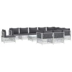 VIDAXL Salon De Jardin Avec Coussins 11 Pcs Blanc Acier 9 VIDAXL Salon De Jardin Avec Coussins 11 Pcs Blanc Acier -Konst Decor Magasin 648c40c2169415.75292738