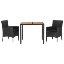 VIDAXL Ensemble De Salle à Manger De Jardin Avec Coussins 3 Pcs Noir 9 VIDAXL Ensemble De Salle à Manger De Jardin Avec Coussins 3 Pcs Noir -Konst Decor Magasin 648c91b83053c6.32016839
