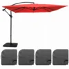 Parasol Déporté 3x3m Et 4 Dalles à Remplir Aluminium Rouge