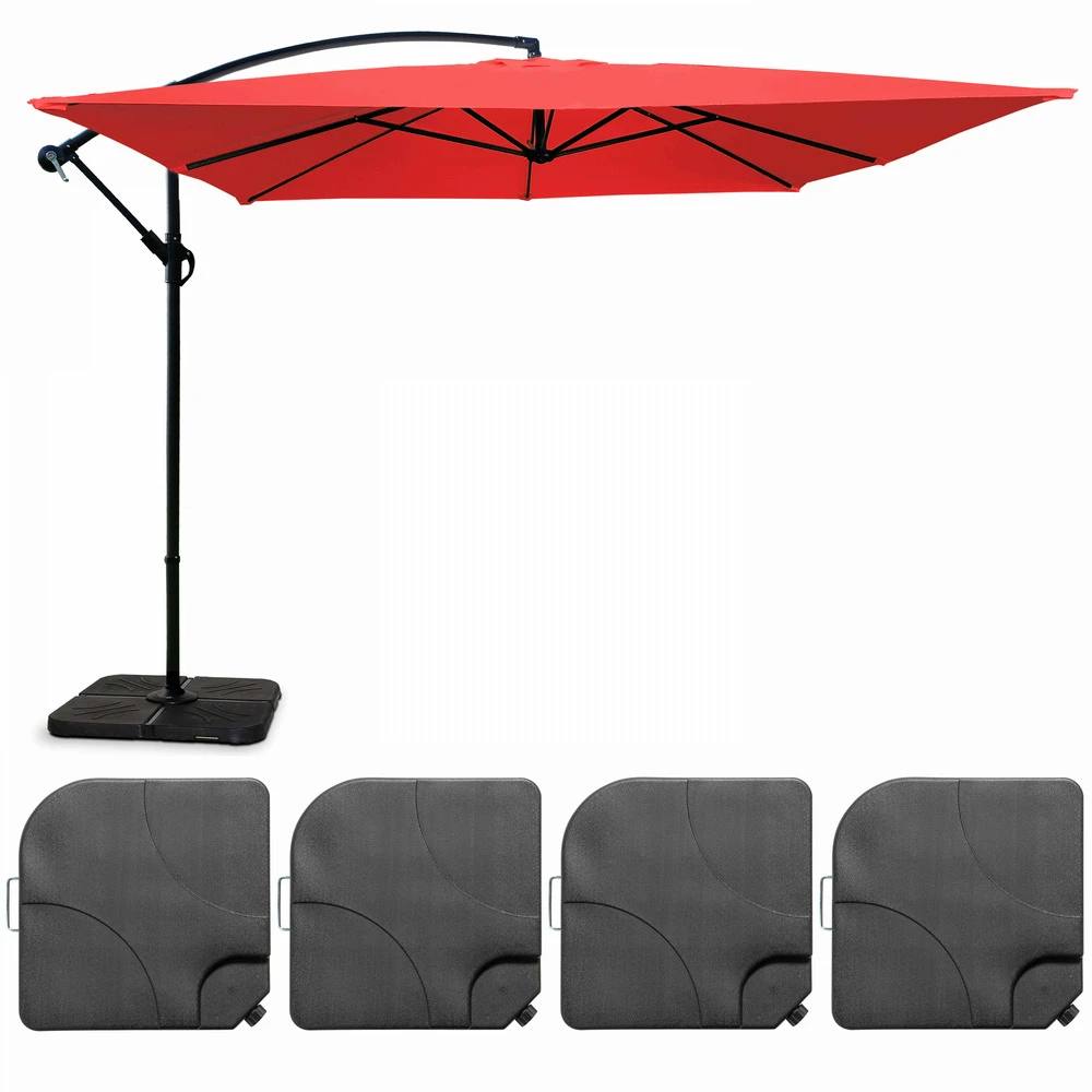 Parasol Déporté 3x3m Et 4 Dalles à Remplir Aluminium Rouge 1 Parasol Déporté 3x3m Et 4 Dalles à Remplir Aluminium Rouge