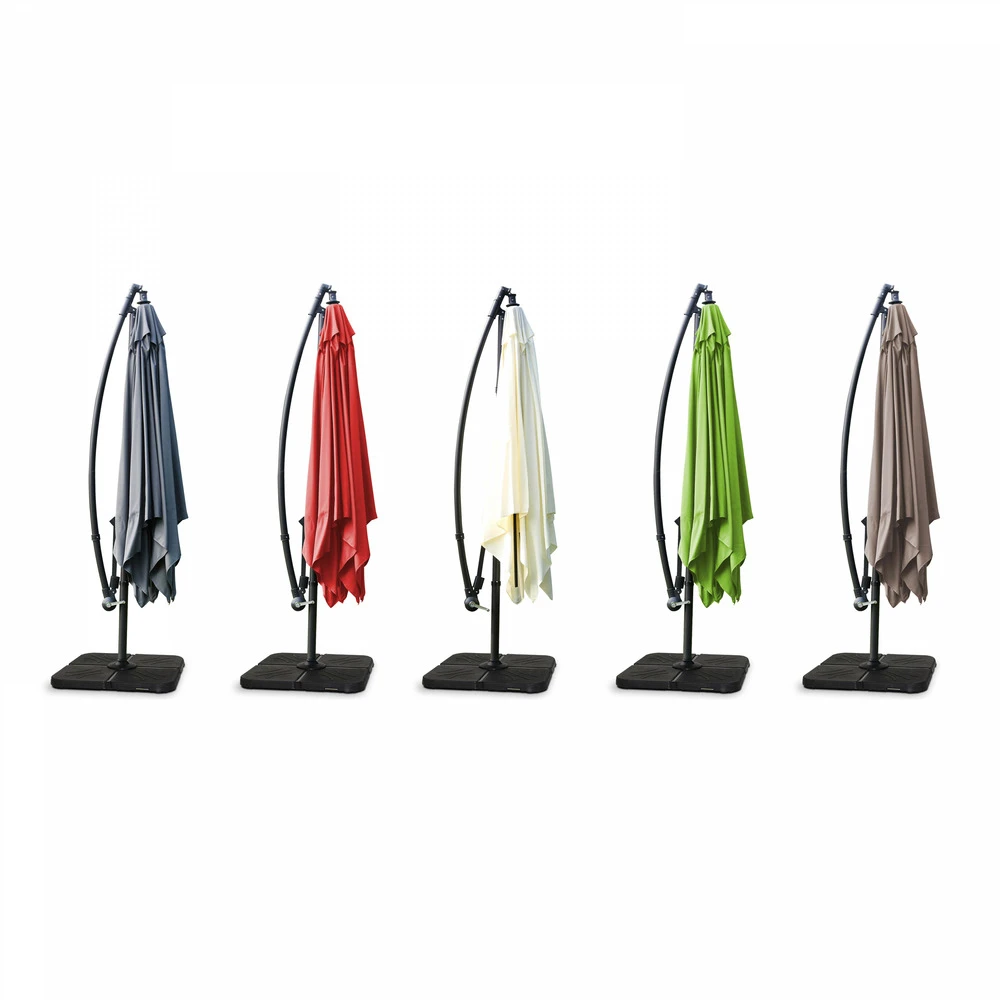 Parasol Déporté 3x3m Et 4 Dalles à Remplir Aluminium Blanc 5 Parasol Déporté 3x3m Et 4 Dalles à Remplir Aluminium Blanc – Image 5