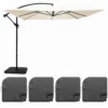 Parasol Déporté 3x3m Et 4 Dalles à Remplir Aluminium Blanc
