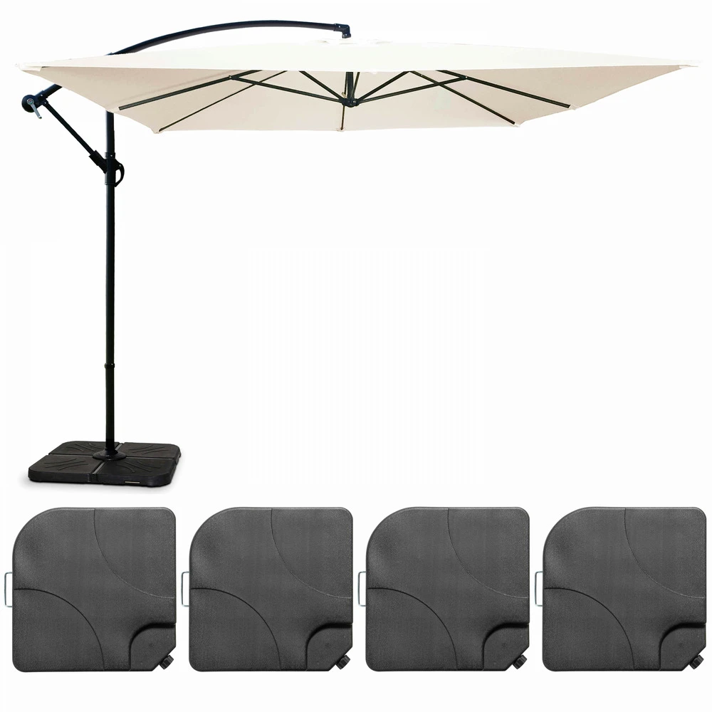 Parasol Déporté 3x3m Et 4 Dalles à Remplir Aluminium Blanc 1 Parasol Déporté 3x3m Et 4 Dalles à Remplir Aluminium Blanc