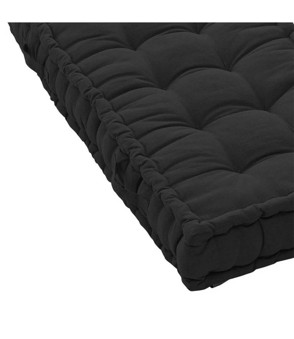 Coussin Palette 60x120 Cm Uni Paletis Noir Coton 2 Coussin Palette 60x120 Cm Uni Paletis Noir Coton – Image 2