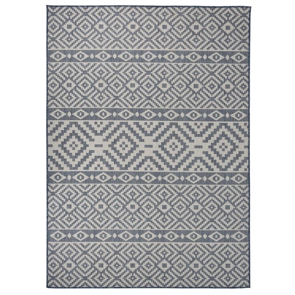 VIDAXL Tapis à Tissage Plat D'extérieur 200x280 Cm Rayures Bleues 1 VIDAXL Tapis à Tissage Plat D'extérieur 200x280 Cm Rayures Bleues