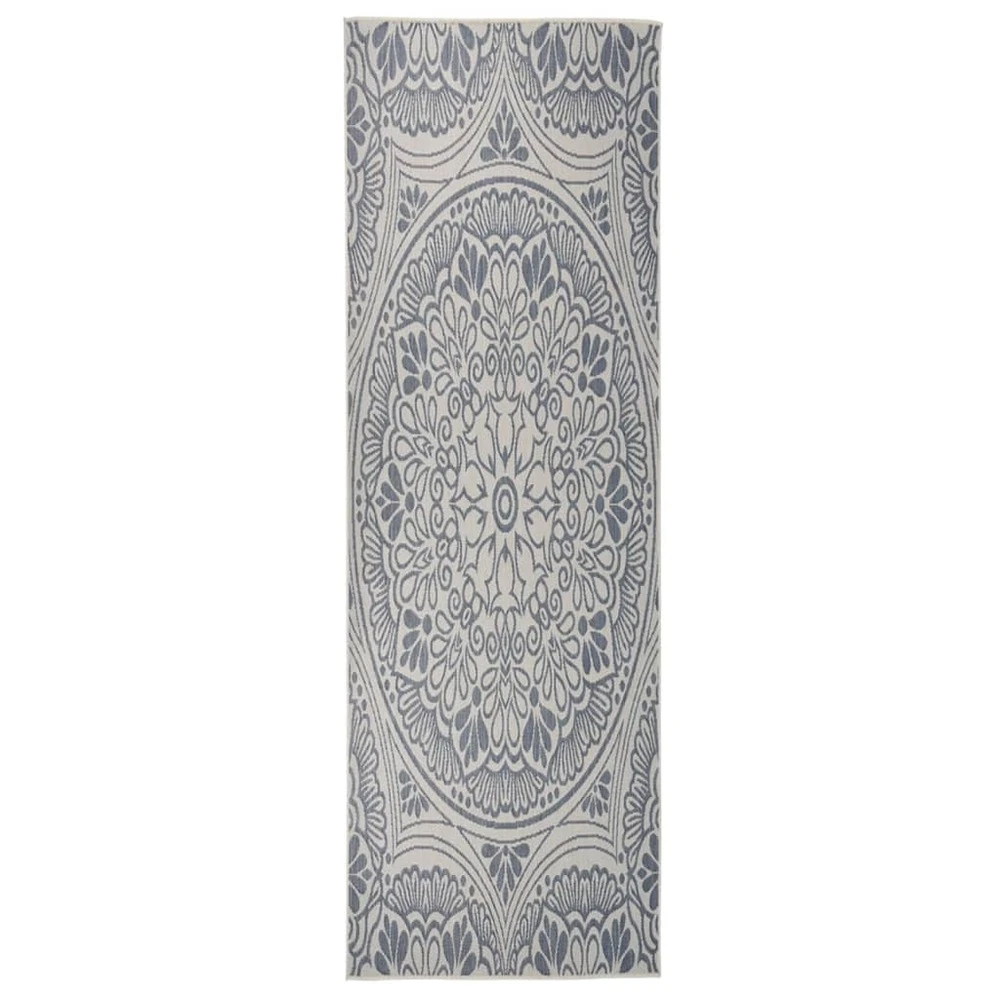 VIDAXL Tapis à Tissage Plat D'extérieur 80x250 Cm Motif Bleu 1 VIDAXL Tapis à Tissage Plat D'extérieur 80x250 Cm Motif Bleu
