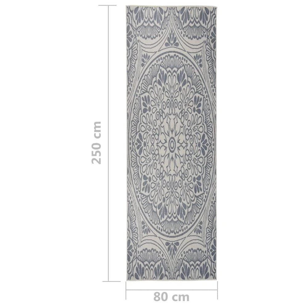 VIDAXL Tapis à Tissage Plat D'extérieur 80x250 Cm Motif Bleu 6 VIDAXL Tapis à Tissage Plat D'extérieur 80x250 Cm Motif Bleu – Image 6
