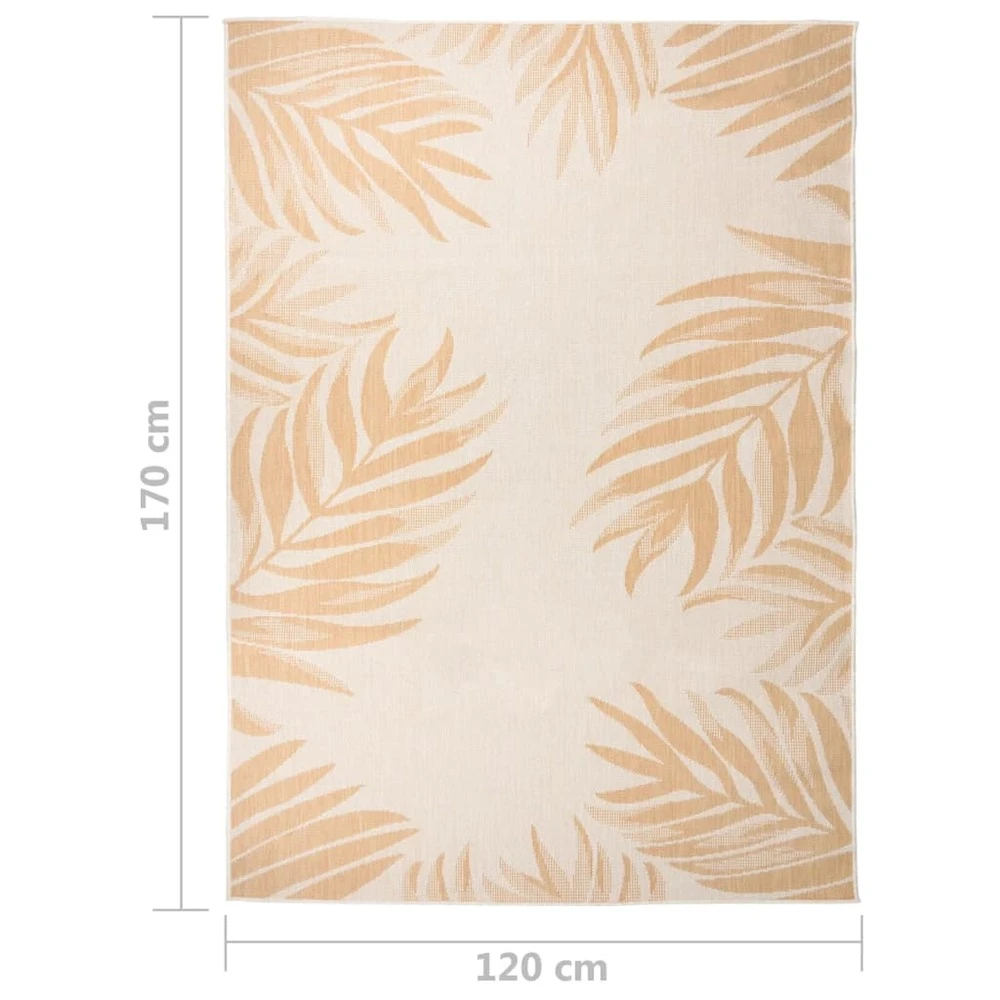 VIDAXL Tapis à Tissage Plat D'extérieur 120x170 Cm Motif De Feuille 6 VIDAXL Tapis à Tissage Plat D'extérieur 120x170 Cm Motif De Feuille – Image 6
