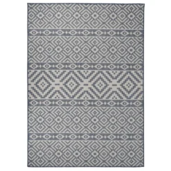 VIDAXL Tapis à Tissage Plat D'extérieur 120x170 Cm Rayures Bleues