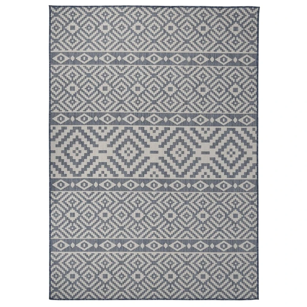 VIDAXL Tapis à Tissage Plat D'extérieur 120x170 Cm Rayures Bleues 1 VIDAXL Tapis à Tissage Plat D'extérieur 120x170 Cm Rayures Bleues
