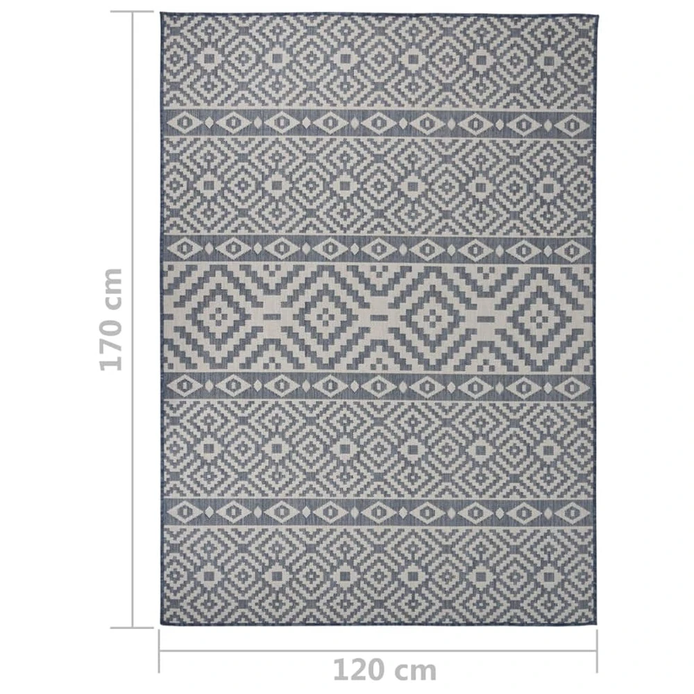 VIDAXL Tapis à Tissage Plat D'extérieur 120x170 Cm Rayures Bleues 6 VIDAXL Tapis à Tissage Plat D'extérieur 120x170 Cm Rayures Bleues – Image 6