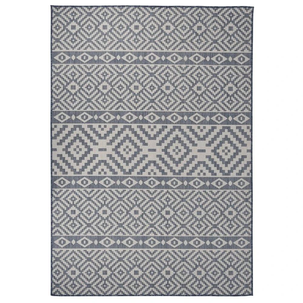 VIDAXL Tapis à Tissage Plat D'extérieur 160x230 Cm Rayures Bleues 1 VIDAXL Tapis à Tissage Plat D'extérieur 160x230 Cm Rayures Bleues