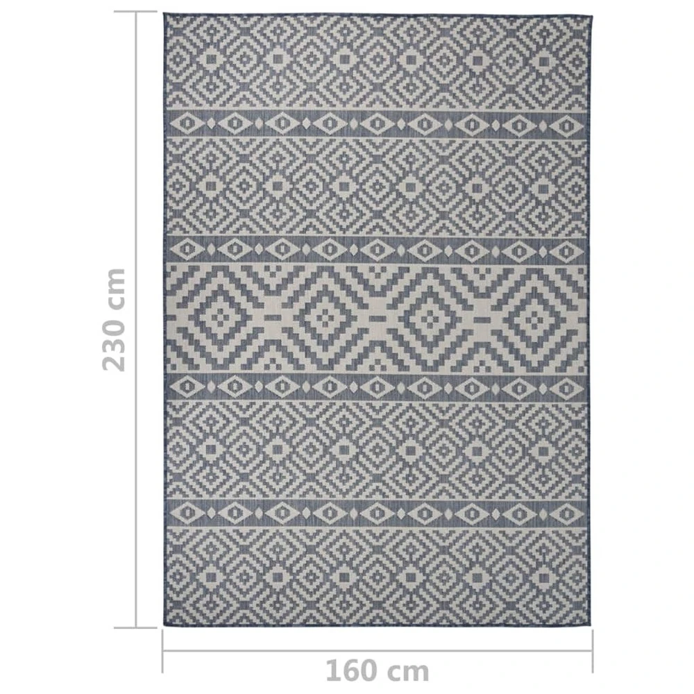 VIDAXL Tapis à Tissage Plat D'extérieur 160x230 Cm Rayures Bleues 6 VIDAXL Tapis à Tissage Plat D'extérieur 160x230 Cm Rayures Bleues – Image 6