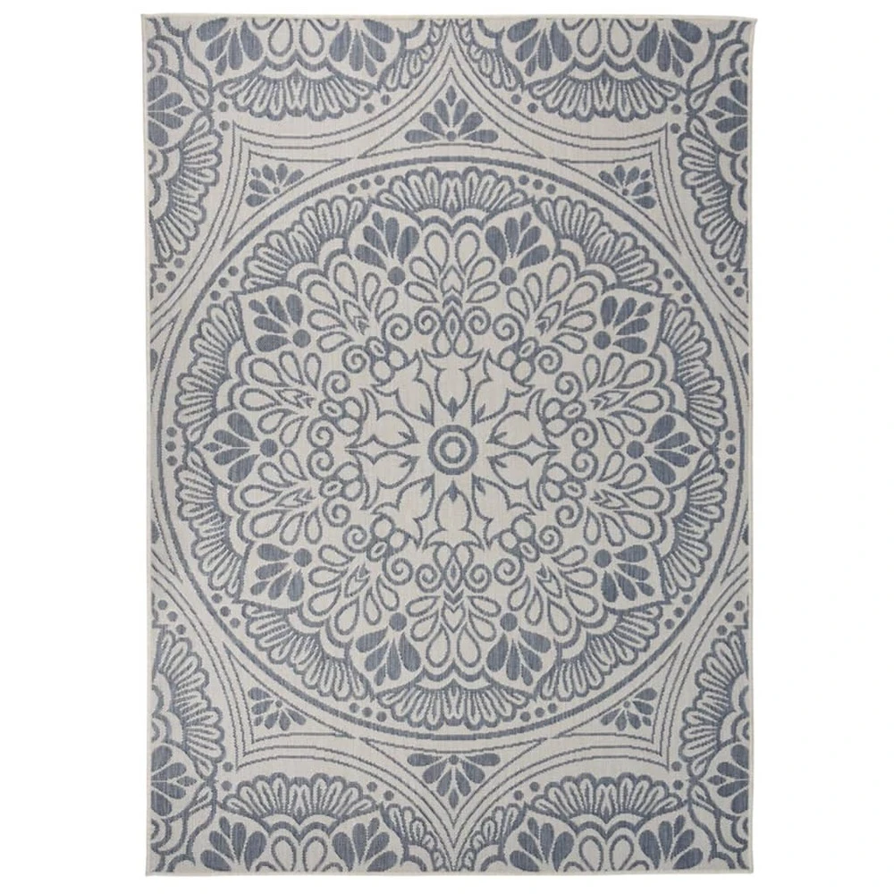 VIDAXL Tapis à Tissage Plat D'extérieur 140x200 Cm Motif Bleu 1 VIDAXL Tapis à Tissage Plat D'extérieur 140x200 Cm Motif Bleu