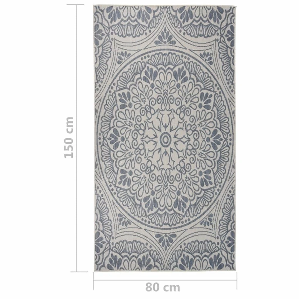 VIDAXL Tapis à Tissage Plat D'extérieur 80x150 Cm Motif Bleu 6 VIDAXL Tapis à Tissage Plat D'extérieur 80x150 Cm Motif Bleu – Image 6