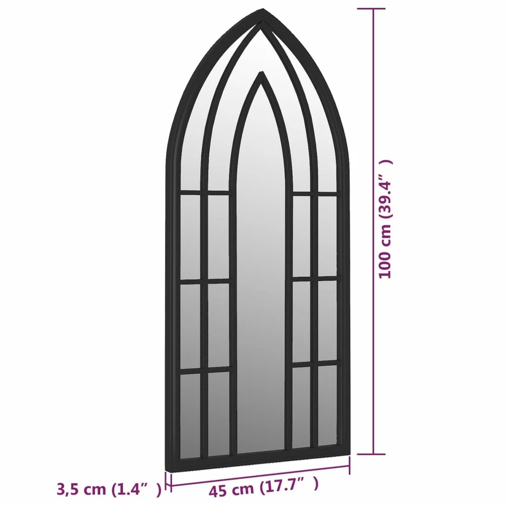 VIDAXL Miroir De Jardin Noir 100x45 Cm Fer Pour Utilisation Extérieure 6 VIDAXL Miroir De Jardin Noir 100x45 Cm Fer Pour Utilisation Extérieure – Image 6