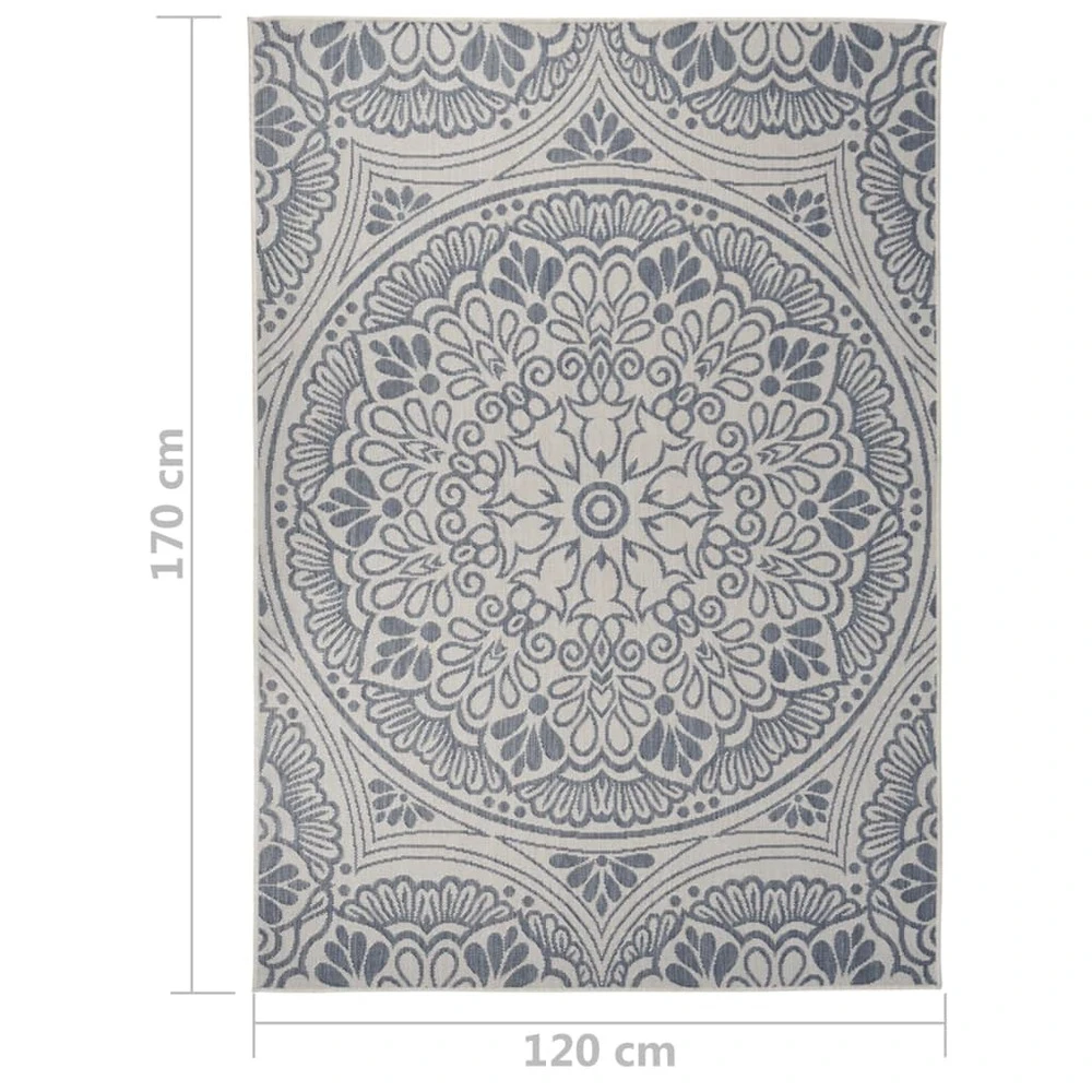 VIDAXL Tapis à Tissage Plat D'extérieur 120x170 Cm Motif Bleu 6 VIDAXL Tapis à Tissage Plat D'extérieur 120x170 Cm Motif Bleu – Image 6