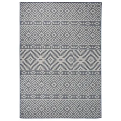 VIDAXL Tapis à Tissage Plat D'extérieur 140x200 Cm Rayures Bleues