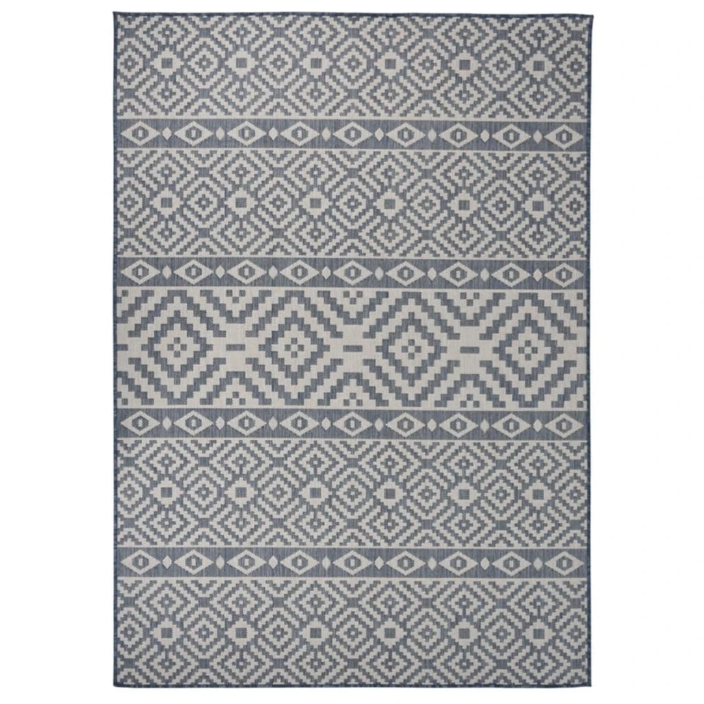 VIDAXL Tapis à Tissage Plat D'extérieur 140x200 Cm Rayures Bleues 1 VIDAXL Tapis à Tissage Plat D'extérieur 140x200 Cm Rayures Bleues