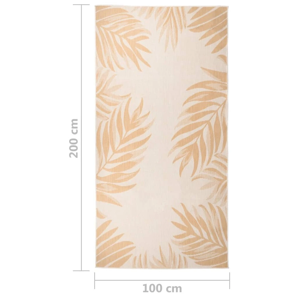 VIDAXL Tapis à Tissage Plat D'extérieur 100x200 Cm Motif De Feuille 6 VIDAXL Tapis à Tissage Plat D'extérieur 100x200 Cm Motif De Feuille – Image 6