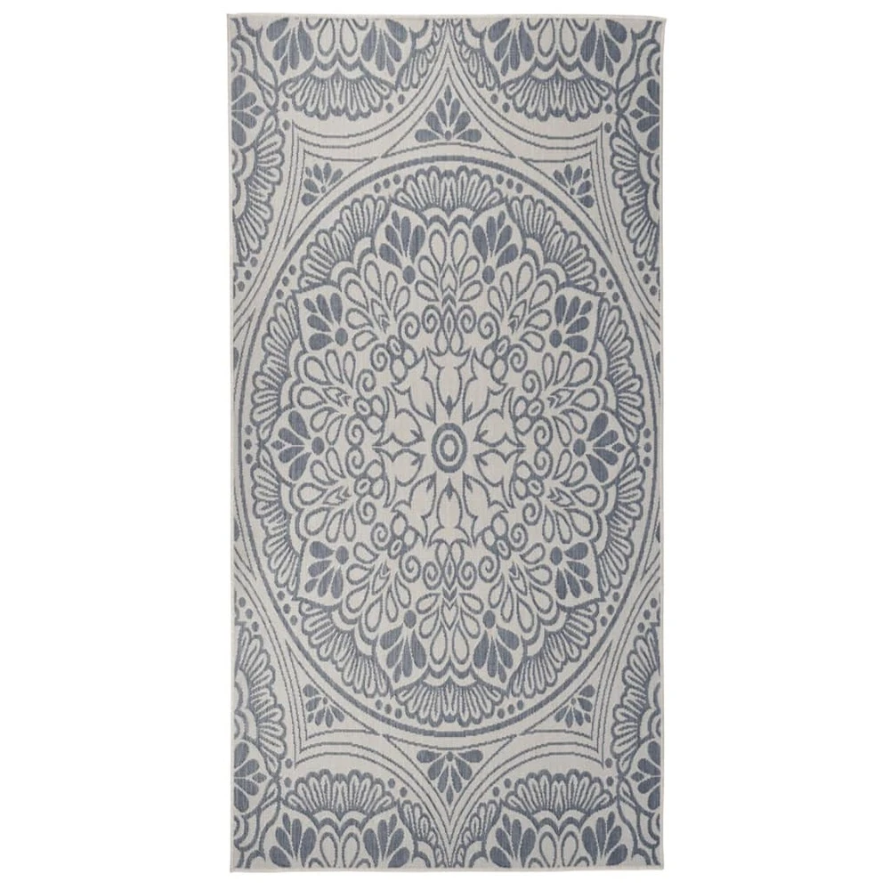 VIDAXL Tapis à Tissage Plat D'extérieur 100x200 Cm Motif Bleu 1 VIDAXL Tapis à Tissage Plat D'extérieur 100x200 Cm Motif Bleu