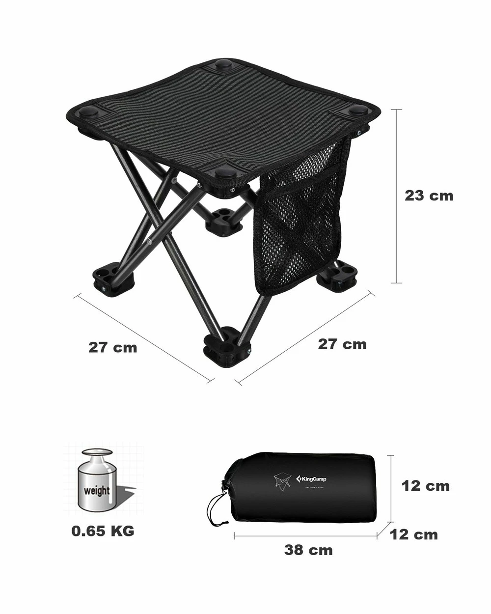 Mini Tabouret Pliable - Kingcamp - Noir - Sac De Transport Inclus 2 Mini Tabouret Pliable - Kingcamp - Noir - Sac De Transport Inclus – Image 2