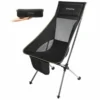 Chaise De Camping Pliable Avec Grand Dossier - Kingcamp - Noir - Sac De Transport Inclus