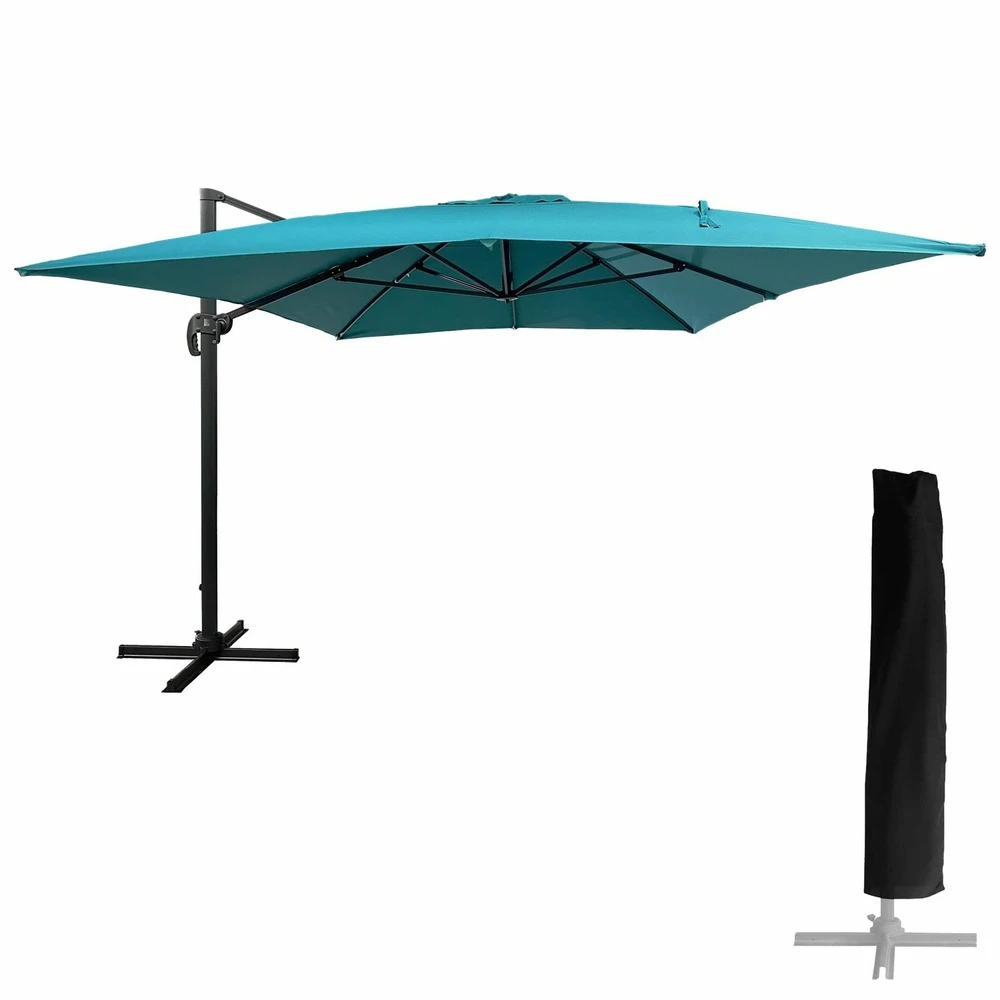 Parasol Déporté Molokai Rectangulaire 3x4m Bleu + Housse 1 Parasol Déporté Molokai Rectangulaire 3x4m Bleu + Housse