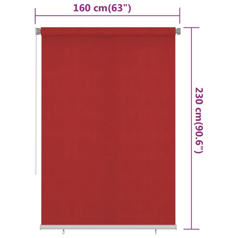 VIDAXL Store Roulant D'extérieur 160x230 Cm Rouge Pehd 6 VIDAXL Store Roulant D'extérieur 160x230 Cm Rouge Pehd – Image 6