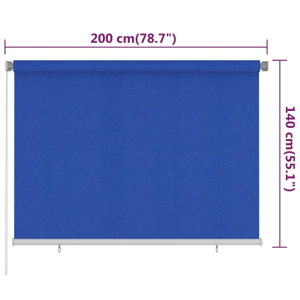 VIDAXL Store Roulant D'extérieur 200x140 Cm Bleu Pehd 6 VIDAXL Store Roulant D'extérieur 200x140 Cm Bleu Pehd – Image 6