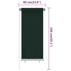 VIDAXL Store Roulant D'extérieur 60x140 Cm Vert Foncé Pehd 11 VIDAXL Store Roulant D'extérieur 60x140 Cm Vert Foncé Pehd -Konst Decor Magasin 6494b66cbb99a3.15466887