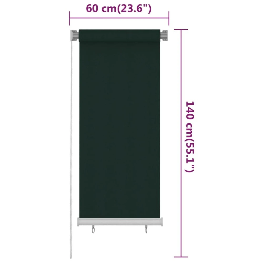 VIDAXL Store Roulant D'extérieur 60x140 Cm Vert Foncé Pehd 6 VIDAXL Store Roulant D'extérieur 60x140 Cm Vert Foncé Pehd – Image 6