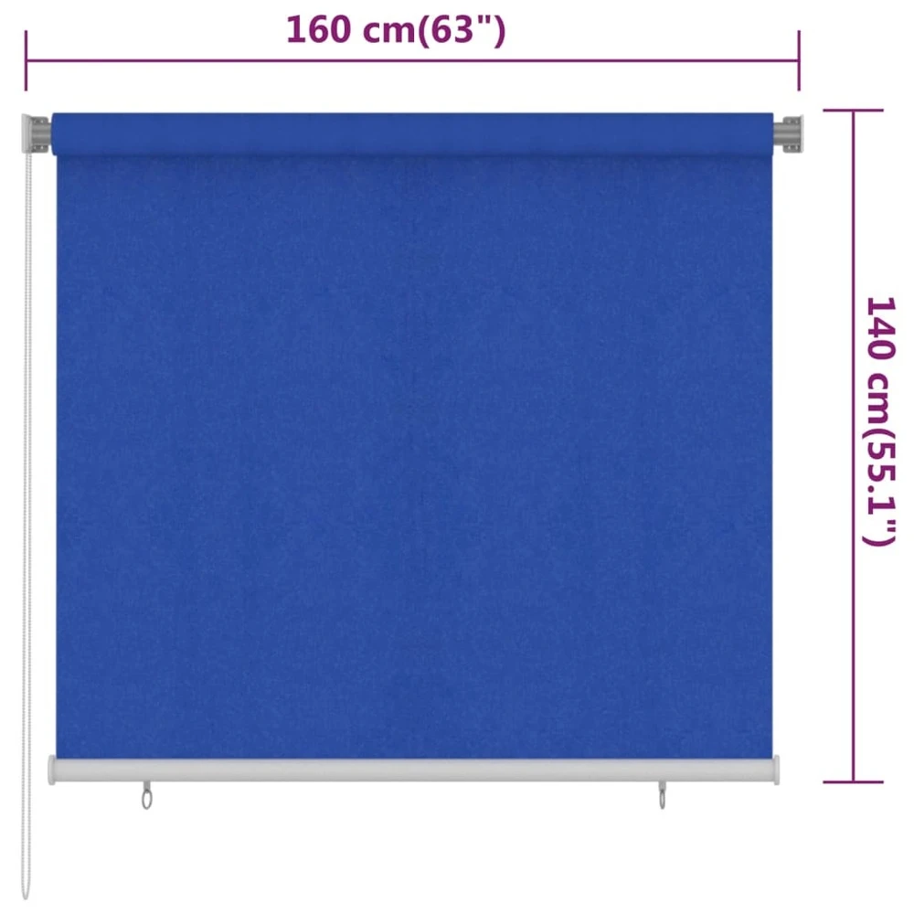 VIDAXL Store Roulant D'extérieur 160x140 Cm Bleu Pehd 6 VIDAXL Store Roulant D'extérieur 160x140 Cm Bleu Pehd – Image 6
