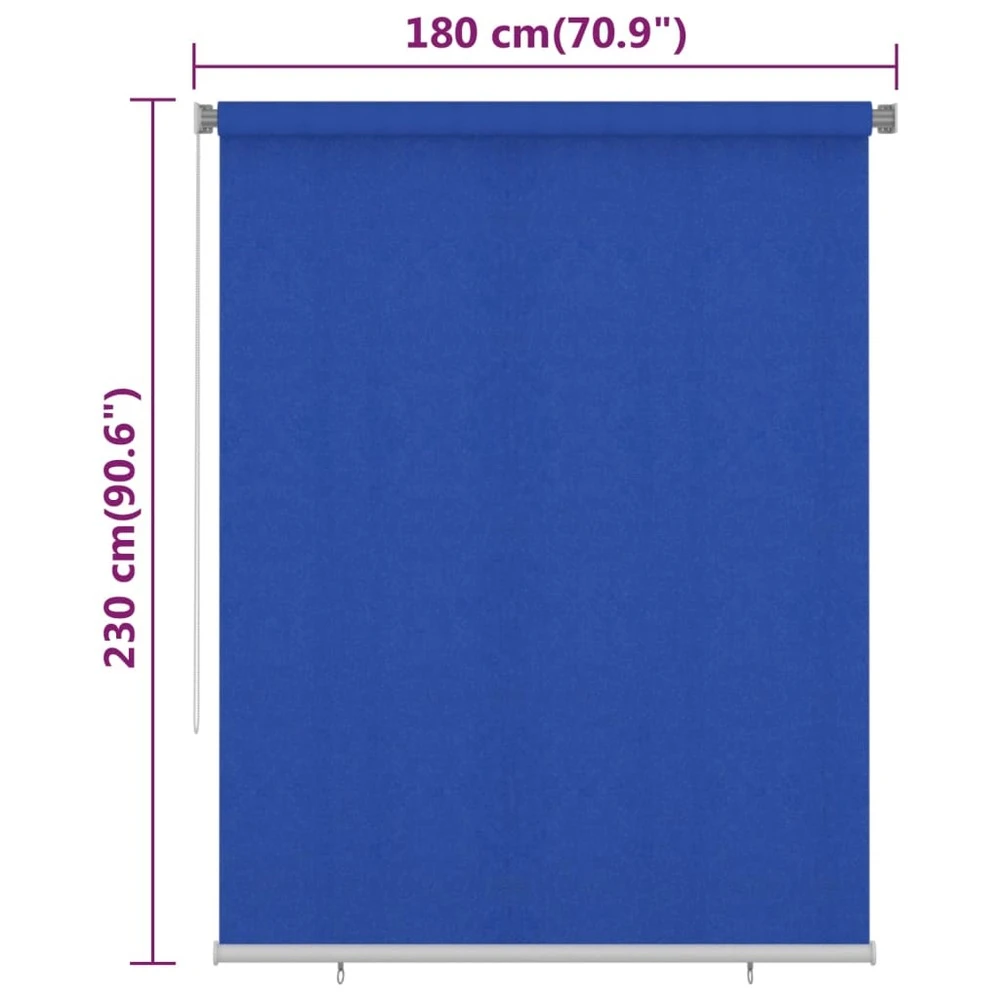VIDAXL Store Roulant D'extérieur 180x230 Cm Bleu Pehd 6 VIDAXL Store Roulant D'extérieur 180x230 Cm Bleu Pehd – Image 6