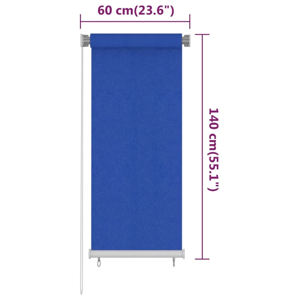VIDAXL Store Roulant D'extérieur 60x140 Cm Bleu Pehd 6 VIDAXL Store Roulant D'extérieur 60x140 Cm Bleu Pehd – Image 6