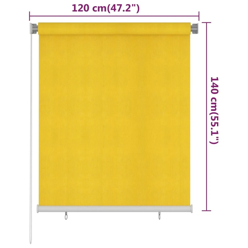 VIDAXL Store Roulant D'extérieur 120x140 Cm Jaune Pehd 6 VIDAXL Store Roulant D'extérieur 120x140 Cm Jaune Pehd – Image 6