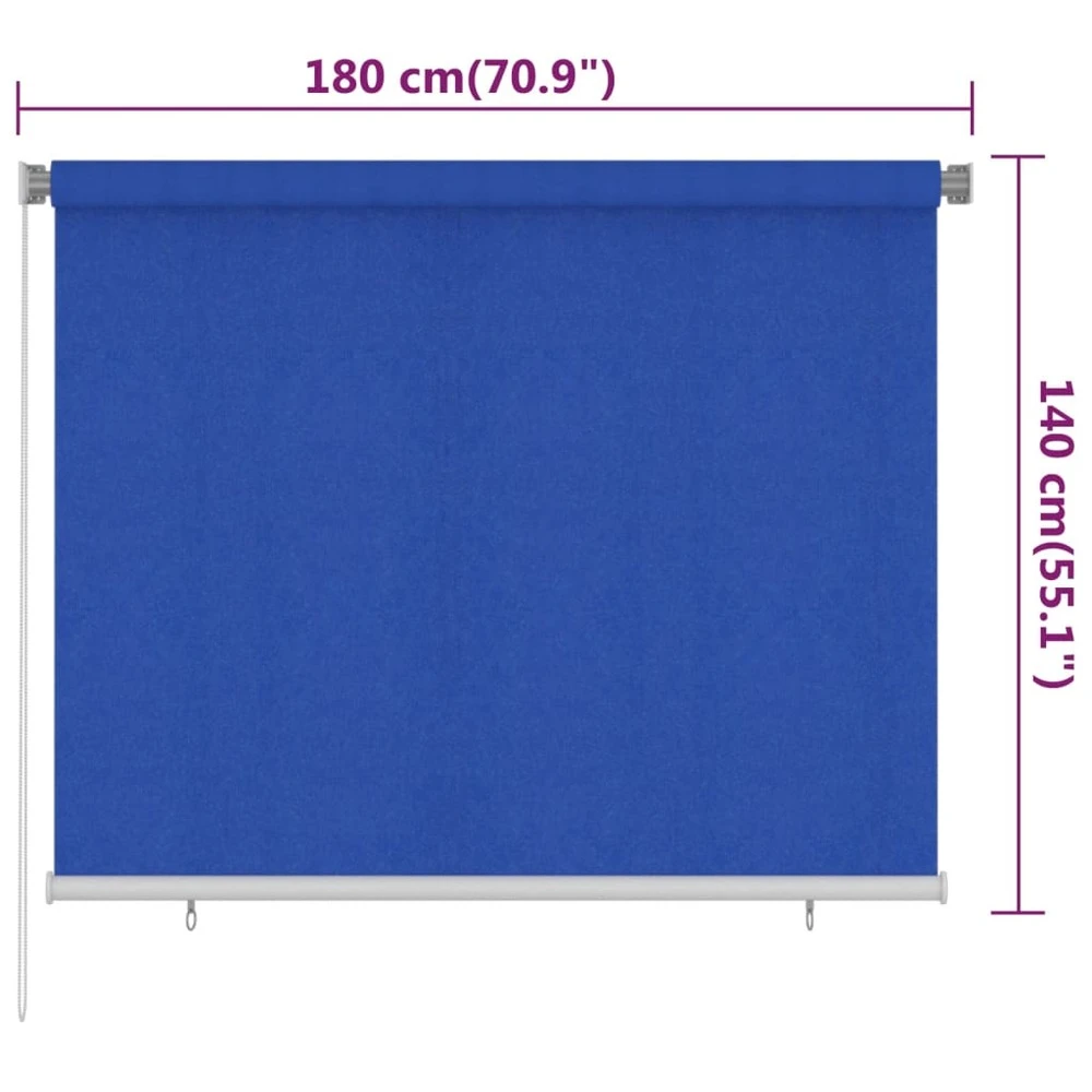 VIDAXL Store Roulant D'extérieur 180x140 Cm Bleu Pehd 6 VIDAXL Store Roulant D'extérieur 180x140 Cm Bleu Pehd – Image 6