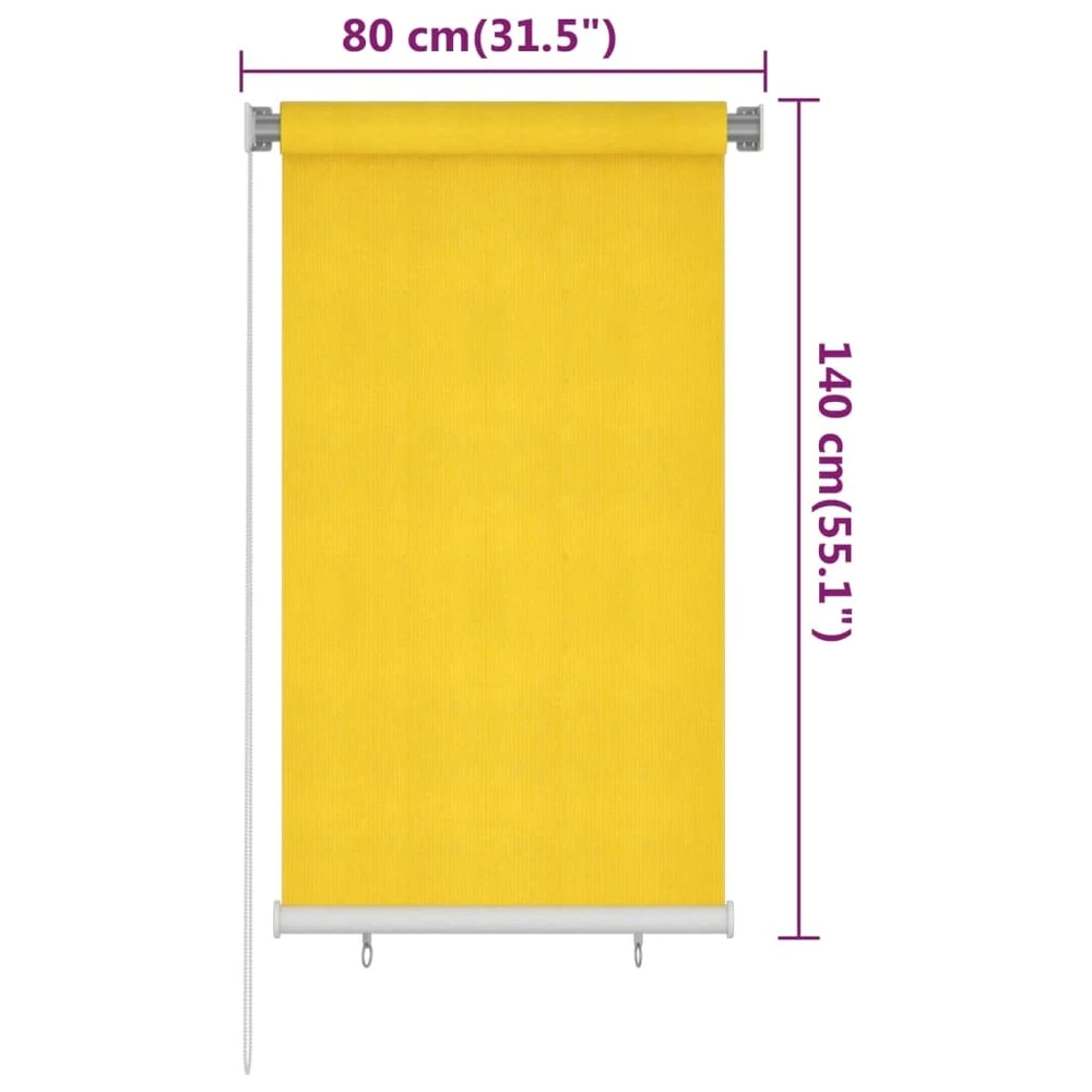 VIDAXL Store Roulant D'extérieur 80x140 Cm Jaune Pehd 6 VIDAXL Store Roulant D'extérieur 80x140 Cm Jaune Pehd – Image 6